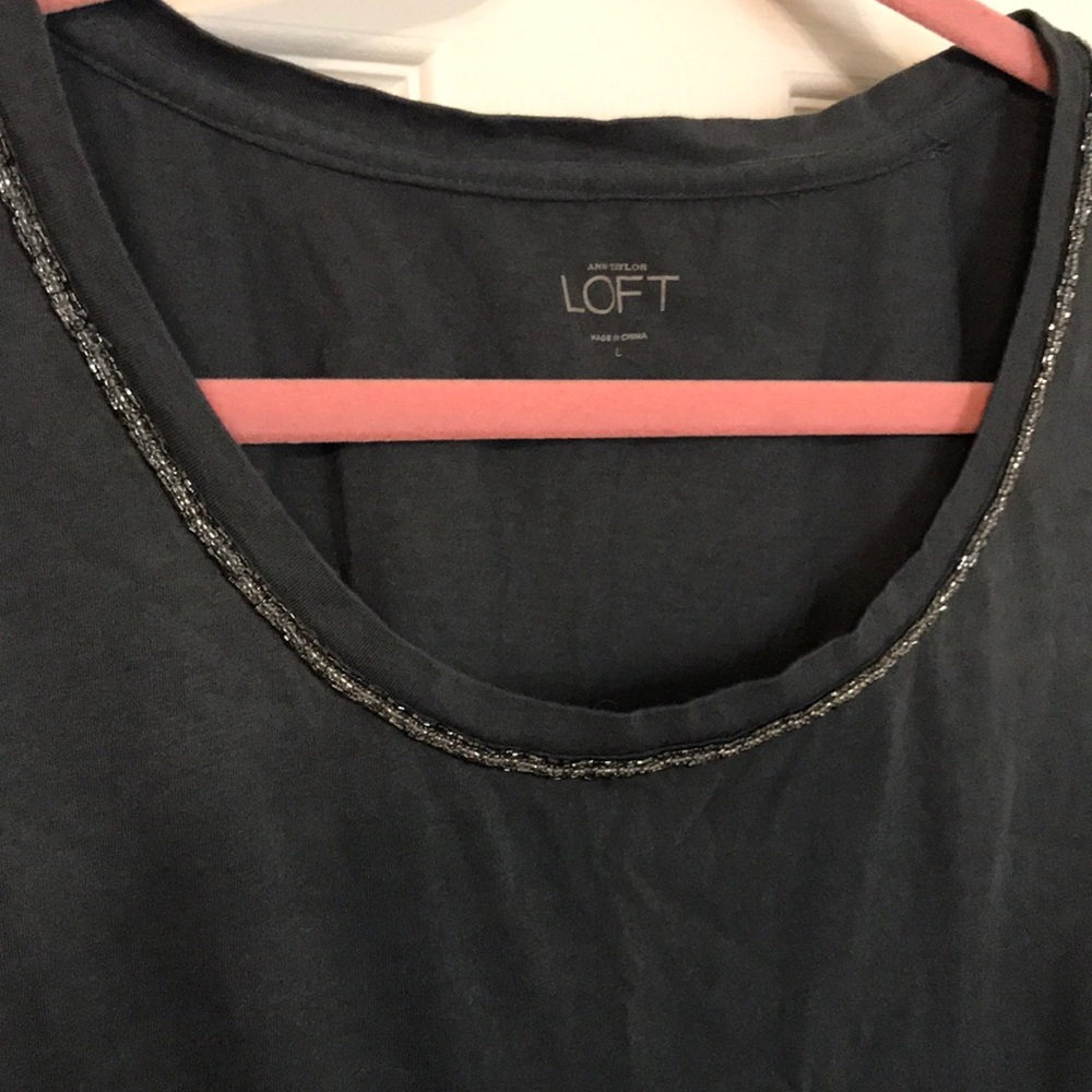 Loft Short Sleeve T Shirt with Beading Size Large